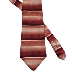 Conte di Milano Mens Neck Tie Burgundy Pink Geometric Stripe Silk Blend 4 x 60"